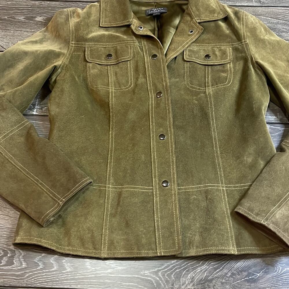 Vintage Green Suede Snap Front Jacket Women’s Size Small - Picture 7 of 8
